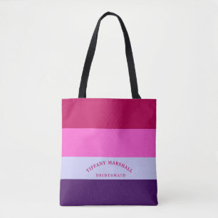 Roze en Paarse strepen Patroon Bridemaid Tote Bag