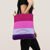 Roze en Paarse strepen Patroon Bridemaid Tote Bag (Dichtbij)