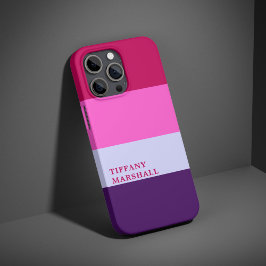 Roze en Paarse strepen Patroon Canvas tas iPhone 16 Pro Hoesje