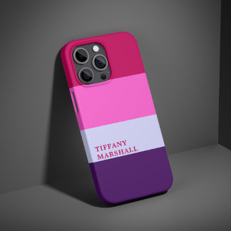 Roze en Paarse strepen Patroon Canvas tas iPhone 16 Pro Hoesje