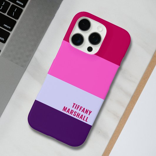 Roze en Paarse strepen Patroon Canvas tas Case-Mate iPhone Case