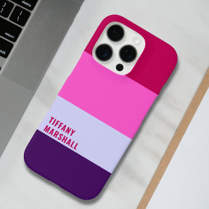 Roze en Paarse strepen Patroon Canvas tas iPhone 16 Pro Hoesje