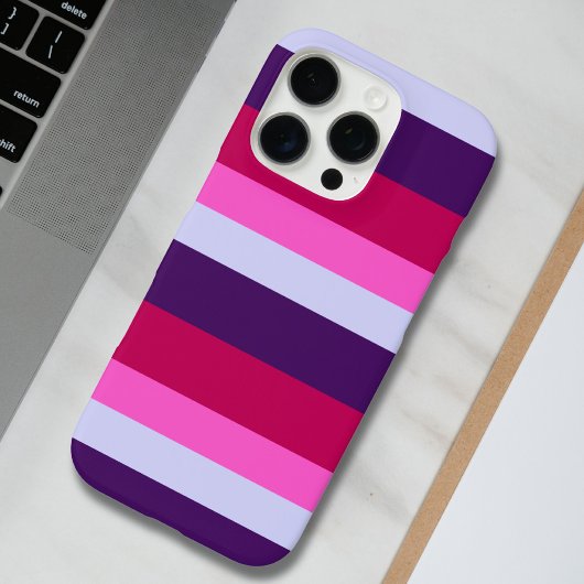 Roze en Paarse strepen Patroon Canvas tas Case-Mate iPhone Case