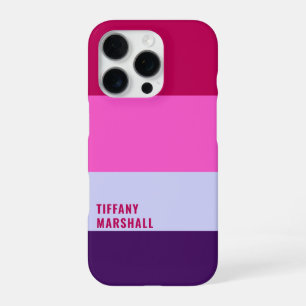 Roze en Paarse strepen Patroon Canvas tas iPhone 16 Pro Hoesje