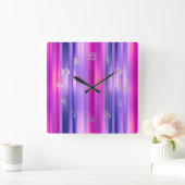 Roze en Paarse strepen Vierkante Klok (Huis)