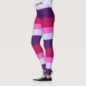 Roze en Paarse strepenpatroon Leggings (Links)