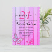 Roze en Paarse Stripes en de uitnodiging tot het i (Staand voorkant)