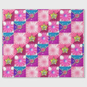 Roze en Paarse superheldenachtergrond Cadeaupapier (Vlak)