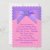 Roze en Paarse Sweet 16 verjaardagsfeestje Kaart (Achterkant)