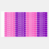 Roze en paarse swish hart aangepaste naam labels (Vel)