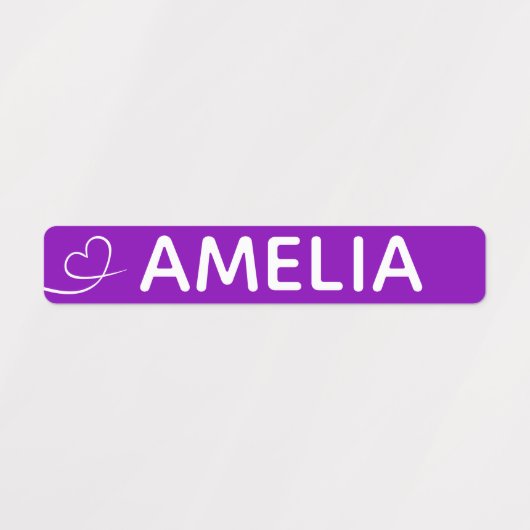 Roze en paarse swish hart aangepaste naam labels (Design 2)