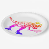 Roze en Paarse T-Rex Dinosaur Tennis Player Papieren Bordje (Gekanteld)
