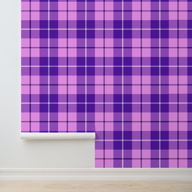 Roze en Paarse Tartan Plaid Behang (Applicatie)