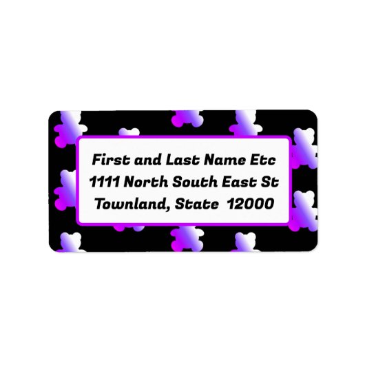 Roze en Paarse Teddy Bear Gradient Etiket (Voorkant)