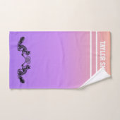 Roze en Paarse Tennis Player met tekst Handdoek (Handdoek)