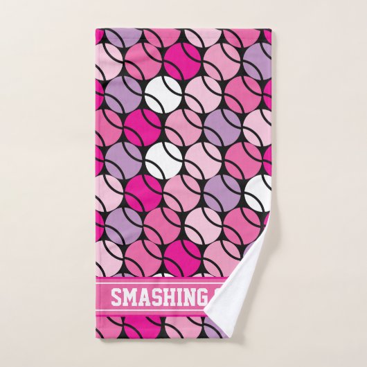 🎾 Roze en paarse tennisballen, met initiaal Handdoek (Handdoek)