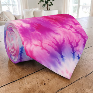 Roze en Paarse Tie Dye Retro Das