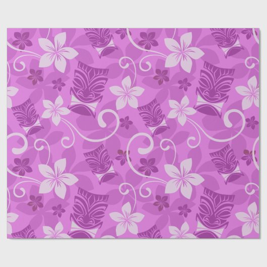 Roze en Paarse Tikis Hawaiian-pakpapier Cadeaupapier (Vlak)