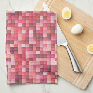 Roze en Paarse Tile-mozaïek Theedoek
