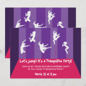 Roze en Paarse Trampoline Party-indeling Kaart (Voorkant / Achterkant)