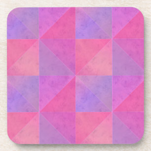 Roze en Paarse Triangels Moderne Waterverf Art Onderzetter