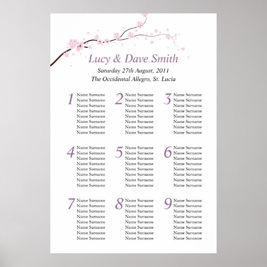 Roze en Paarse troebeltafel Poster (Voorkant)