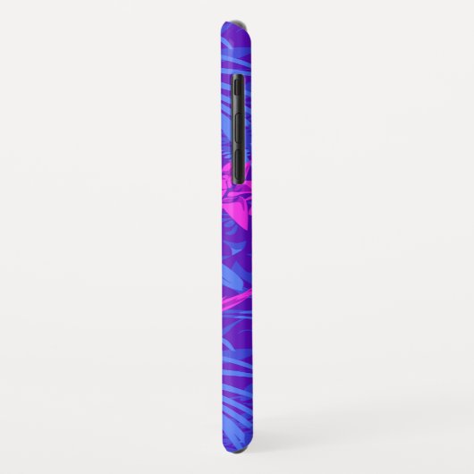 Roze en Paarse tropische bladmonogram Case-Mate iPhone Case (Achterkant/links)