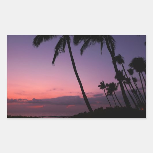 Roze en paarse tropische zonsondergang rechthoek s rechthoekige sticker (Voorkant)