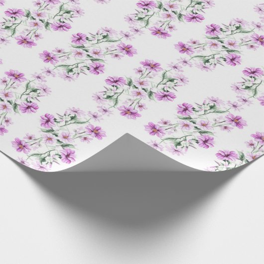 Roze en Paarse tuimelbloemen Cadeaupapier (Hoek)