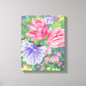 Roze en Paarse tuinbloemen Canvas Afdruk (Voorkant)