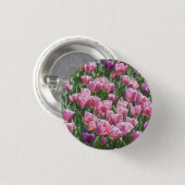 Roze en Paarse Tulip Garden Ronde Button 3,2 Cm (Voorkant /achterkant)