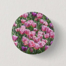 Roze en Paarse Tulip Garden Ronde Button 3,2 Cm