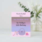 Roze en Paarse uitnodigingen van de Birthday Parti (Staand voorkant)