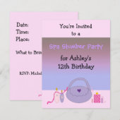 Roze en Paarse uitnodigingen van de Birthday Parti (Voorkant / Achterkant)