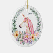 Roze en Paarse unicorn kerstboomversiering Keramisch Ornament (Rechts)