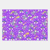 Roze en Paarse unicorn papierverzameling Inpakpapier Vel (Voorkant 2)