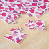 Roze en Paarse Valentijn Harten Legpuzzel (Zijkant)