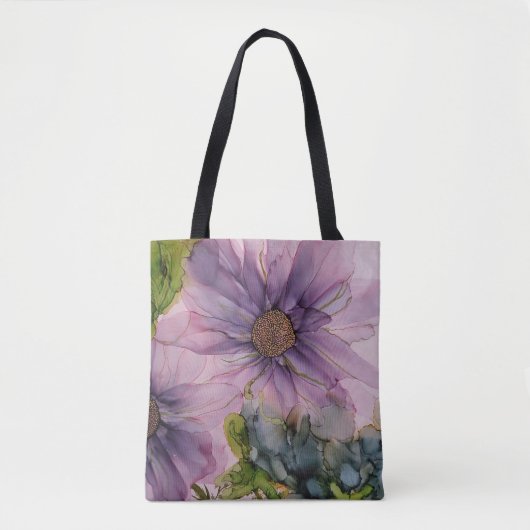 Roze en Paarse ventilatoralcoholinkt Tote Bag (Voorkant)