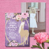  roze en Paarse ventilatorfoto Paardendag Kaart