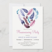 Roze en Paarse veren housewarming party Kaart (Voorkant)