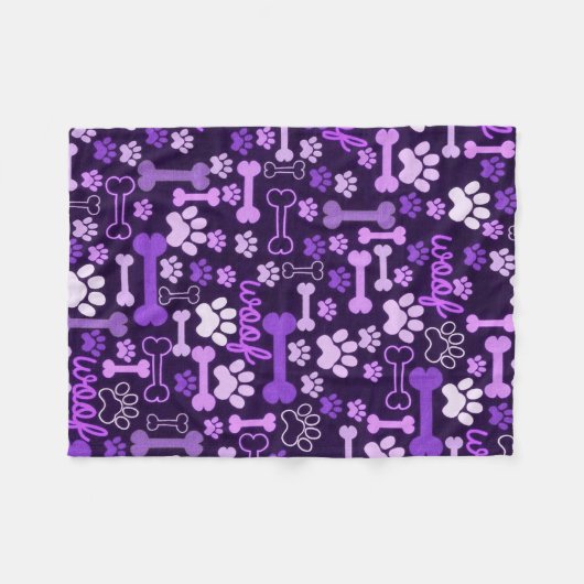 Roze en Paarse verfdrukken & Botten Fleece Deken (Voorkant (Horizontaal))