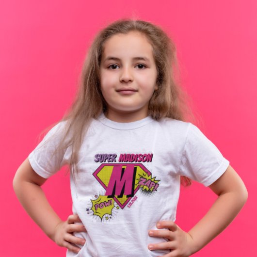 Roze en Paarse verjaardag Meisje Super Hero verjaa T-shirt