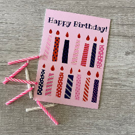 Roze en Paarse verjaardagskaarsen gepersonaliseerd Kaart