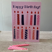 Roze en Paarse verjaardagskaarsen gepersonaliseerd Kaart