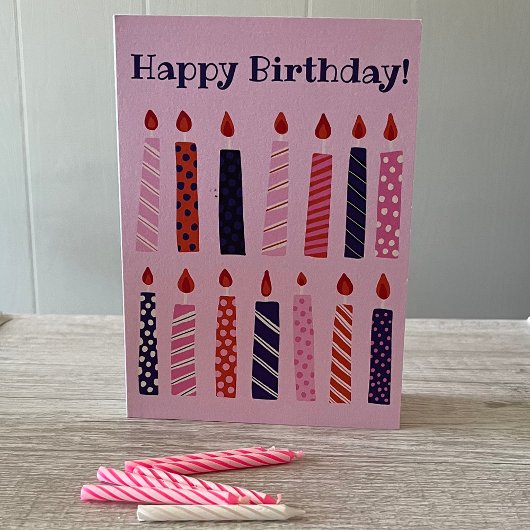 Roze en Paarse verjaardagskaarsen gepersonaliseerd Kaart