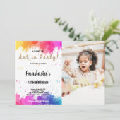 Roze en Paarse Verjaardagsuitnodiging Kaart (Staand voorkant)