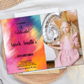 Roze en Paarse Verjaardagsuitnodiging Kaart