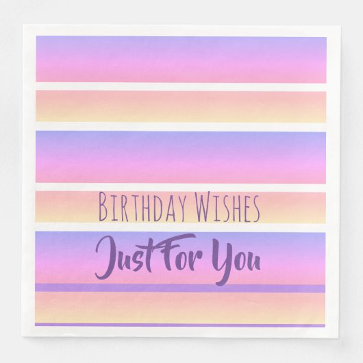 Roze en Paarse verjaardagswensen Papieren servette Servet (Voorkant)