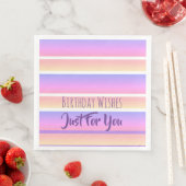 Roze en Paarse verjaardagswensen Papieren servette Servet (Insitu)