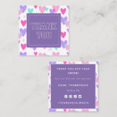 Roze en Paarse Vibrant Fun Valentijnsdag Hartelijk Vierkante Visitekaartje (Voorkant / Achterkant)